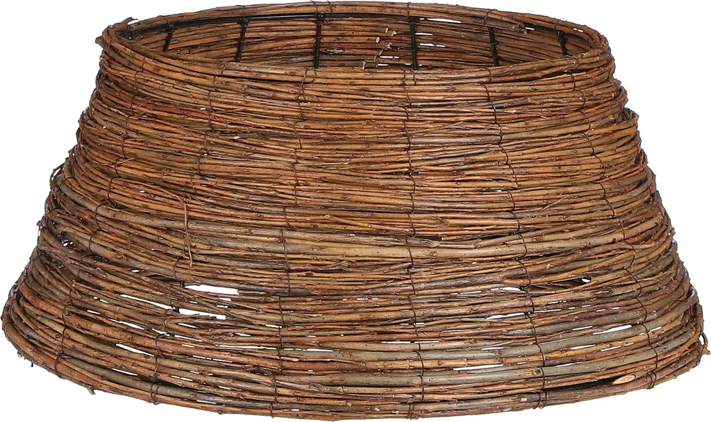 Dissimuler le pied du sapin de Noël avec ce panier en osier marron 50cm
