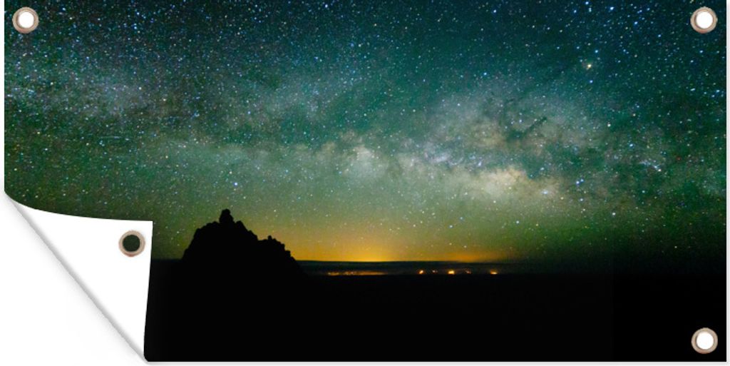 MuchoWow 160x80 cm Outdoor-Poster Gartendeko Sichtschutz Garten Poster für den Garten Universum - Sternenhimmel - Grün - Jungen - Mädchen - Ki...