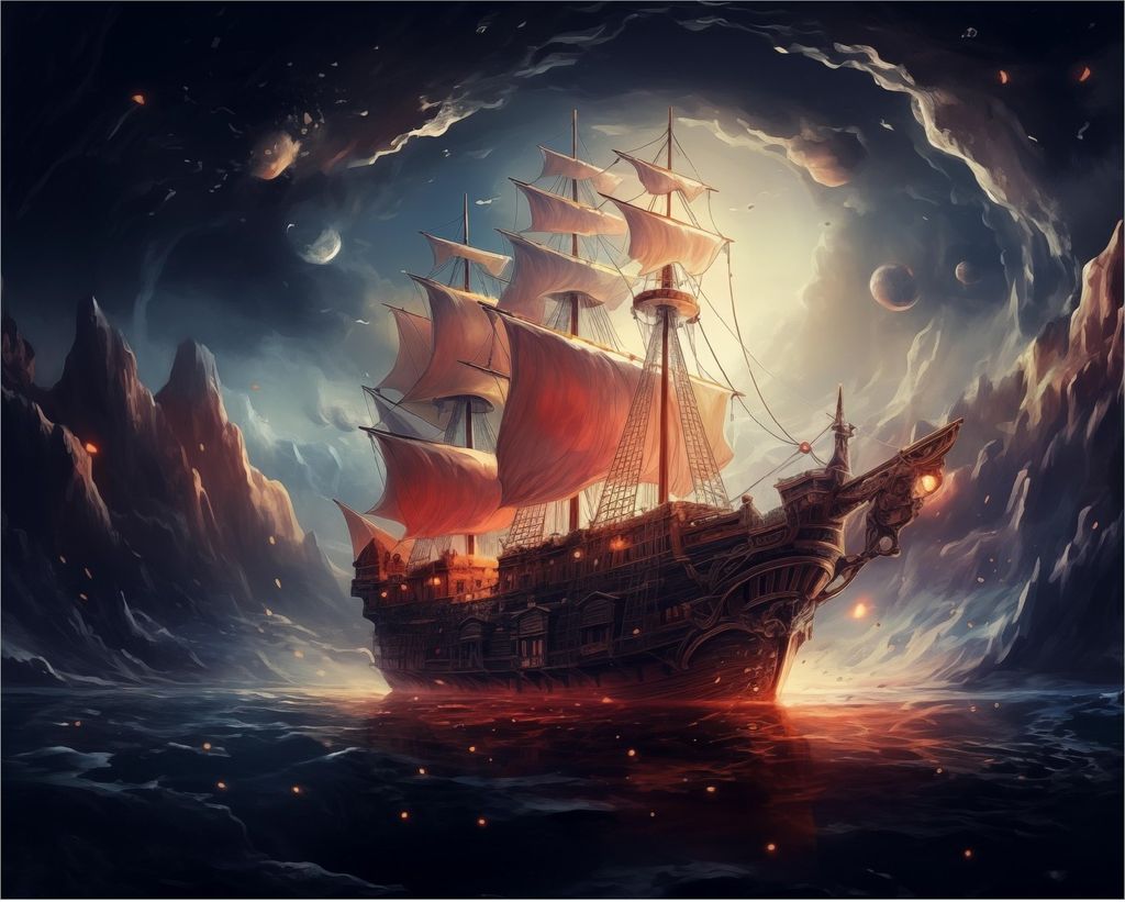 Wallario Poster - Kosmische Seefahrt, Kunstdruck Größe: 40 x 50 cm