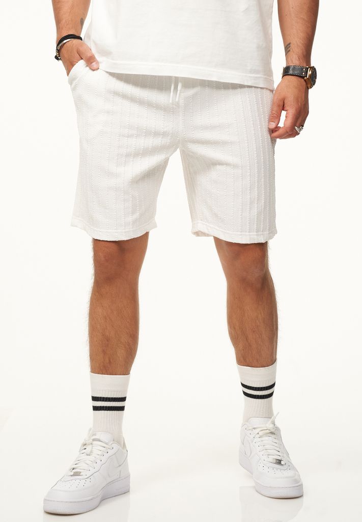 CARISMA Herren Shorts mit Gummibund & Tunnelzug - Sommershorts mit Strick-Streifen-Muster Kurze Hose Shorts Bermuda Sweatshorts mit Streifenmuster ...