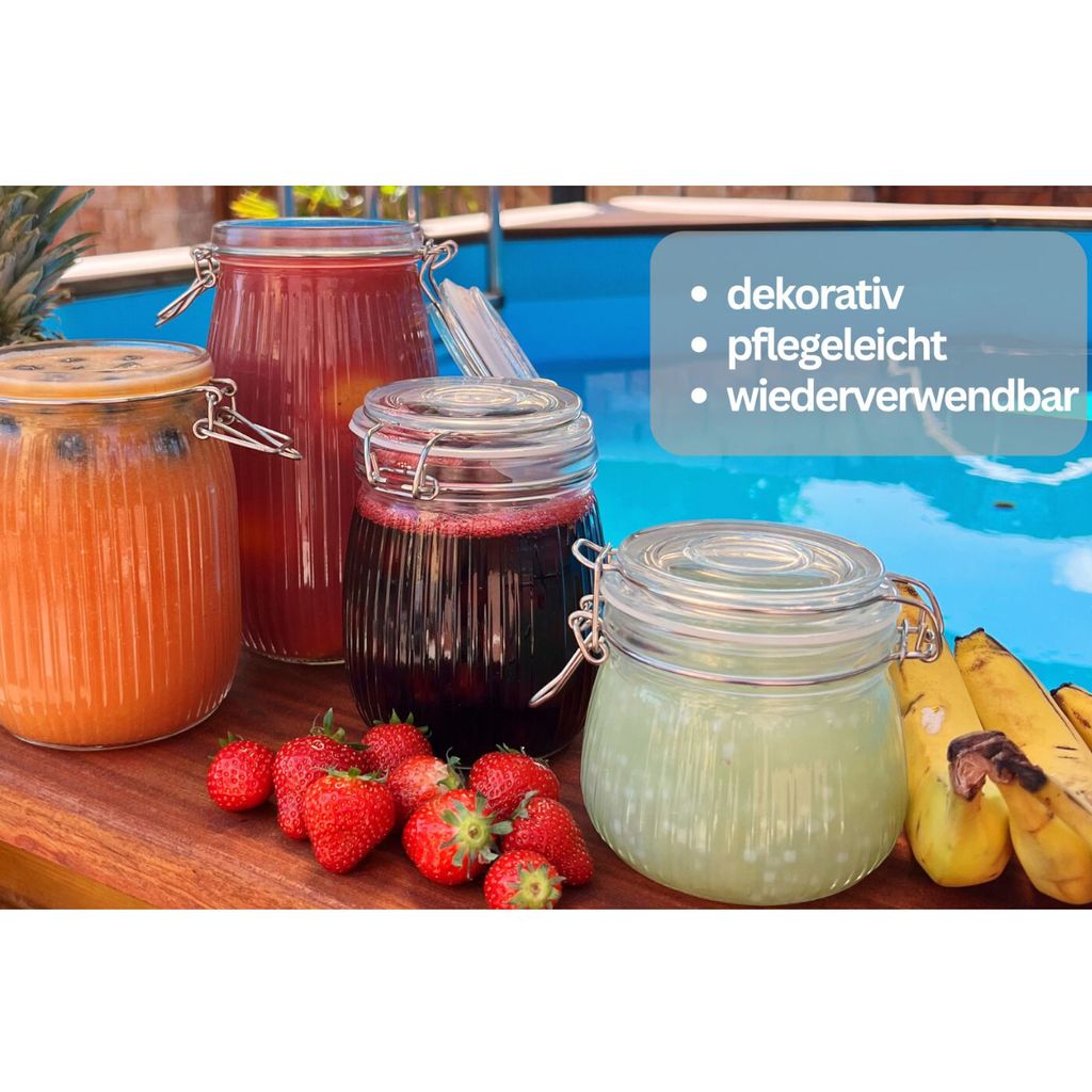 6x Beugelfles/weckfles van transparant glas met beugeldop 1 liter | Fun 6x Beugelfles/weckfles van transparant glas met beugeldop 1 liter | Fun