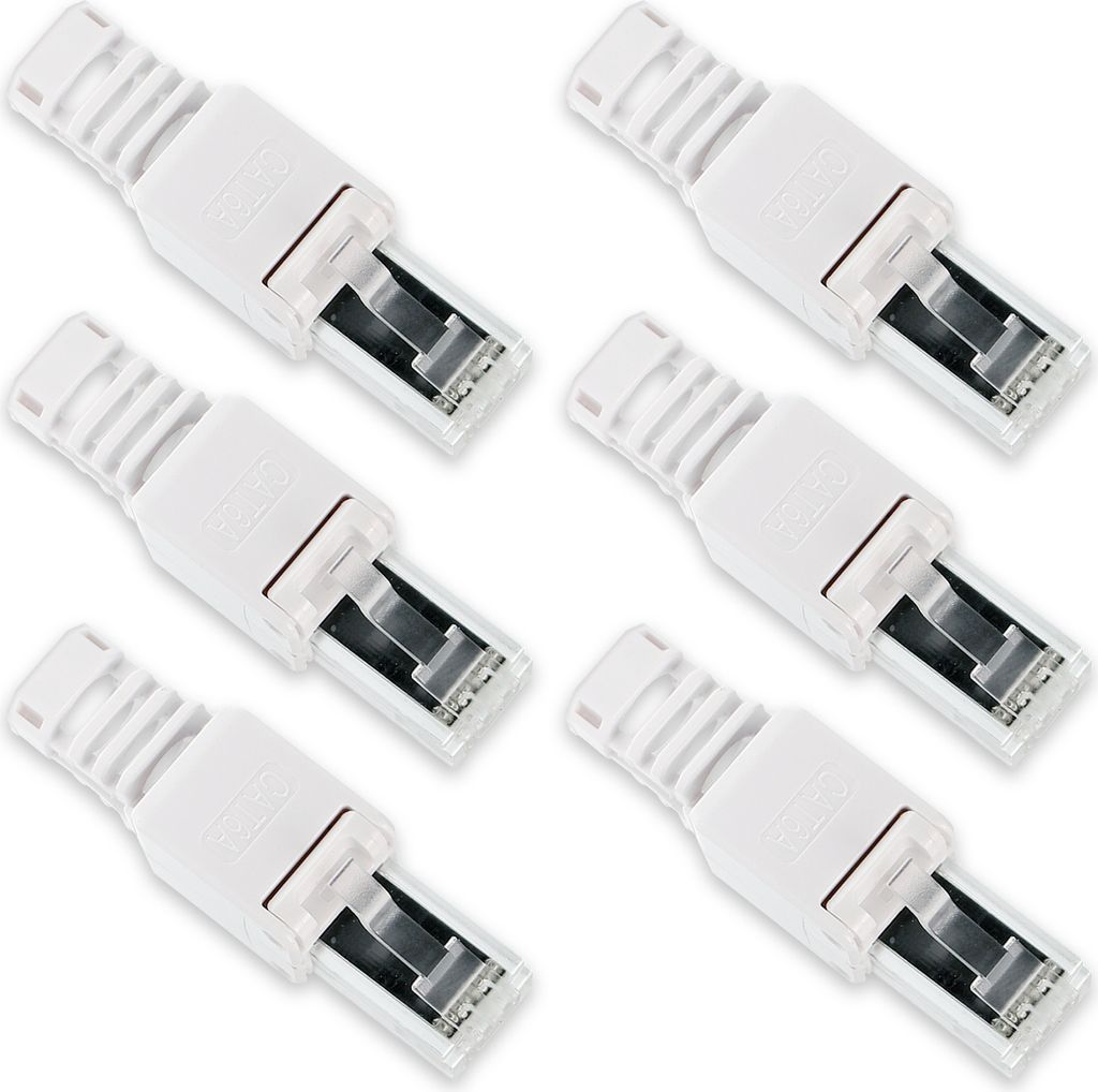 6x CAT 6A RJ45 Netzwerk Stecker Netzwerkstecker CAT 7 6 5 LAN Kabel werkzeuglos