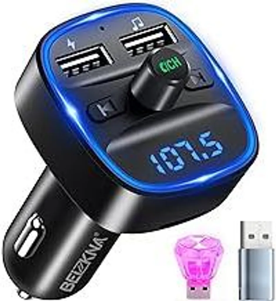 Trasmettitore FM Bluetooth 5.3 Auto: Kit Vivavoce e Caricabatterie USB