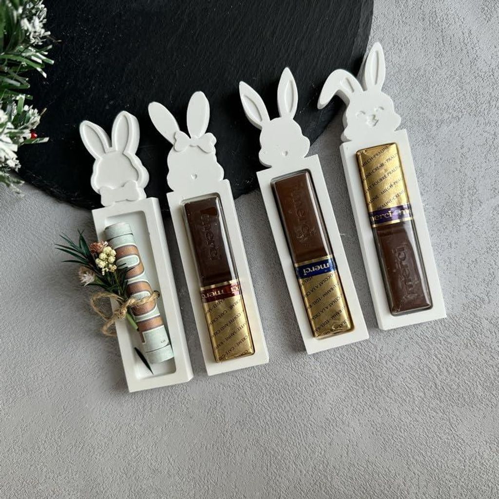 4-teilige Silikonform für Osterhasen, Form zum Gießen von Geldgeschenken, Kaninchen