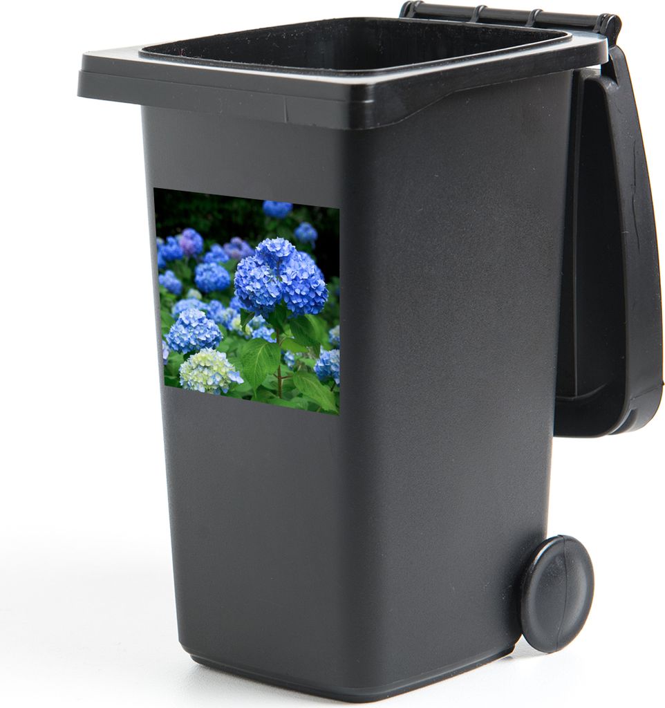 MuchoWow Mülltonnenaufkleber Blaue Hortensienblüten 40x40 cm - Abfall-Aufkleber - Container - für Abfallcontainer