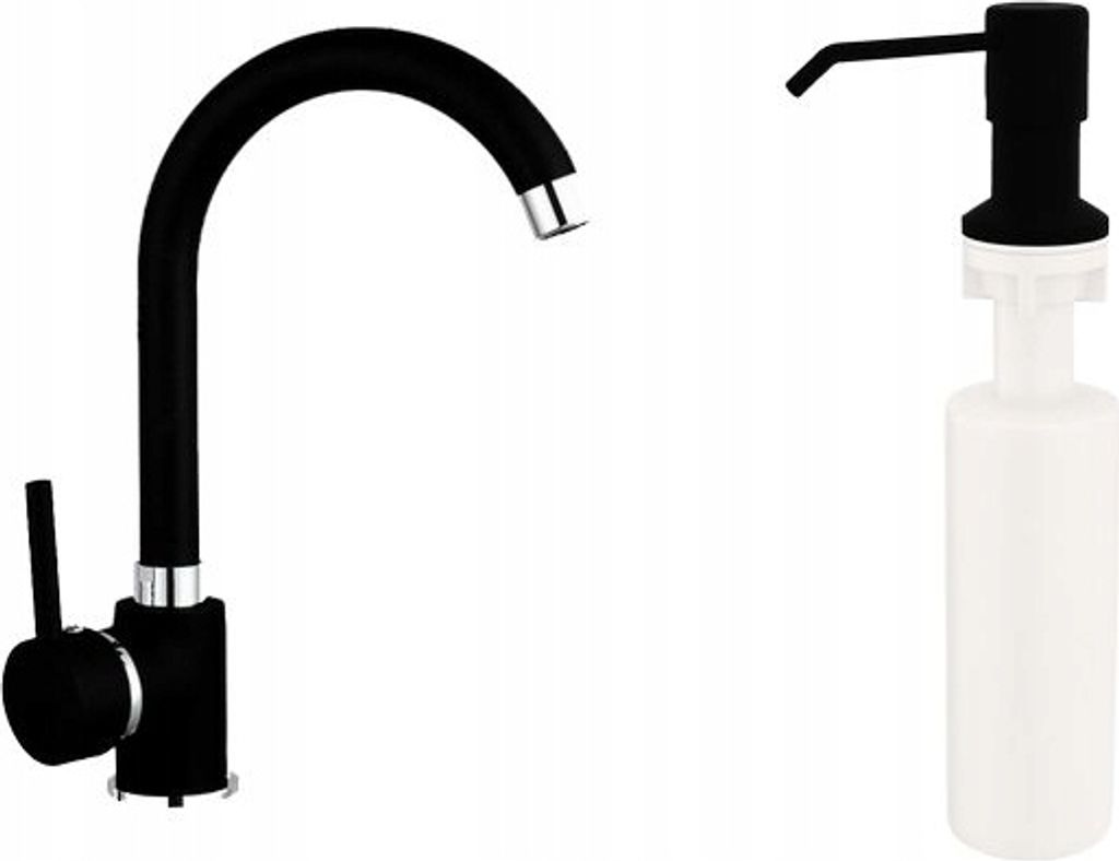 Küchenarmatur - Schwarz - 30x16,5 cm - Mischbatterie - 360° drehbar - Spültischarmatur - mit Zapfhahn - BETA