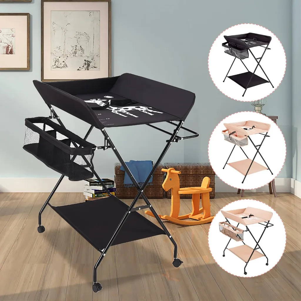 Table à langer pour bébé avec roulettes et rangements - Série Compact