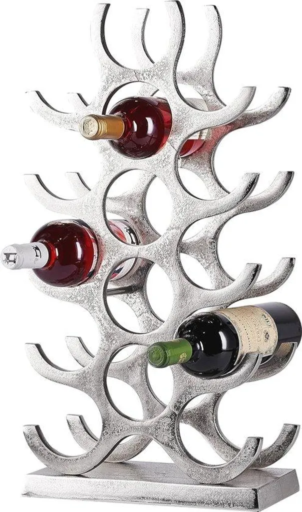 Étagère à vin moderne en alu pour 15 bouteilles - Porte-bouteilles argent