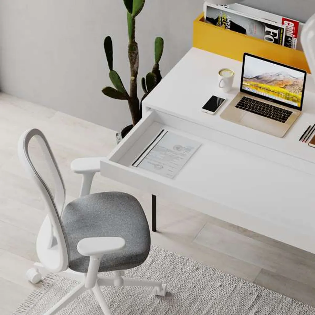 Bureau Blanc Moderne Leila Senfre - Table de Travail Large et Stable - 3