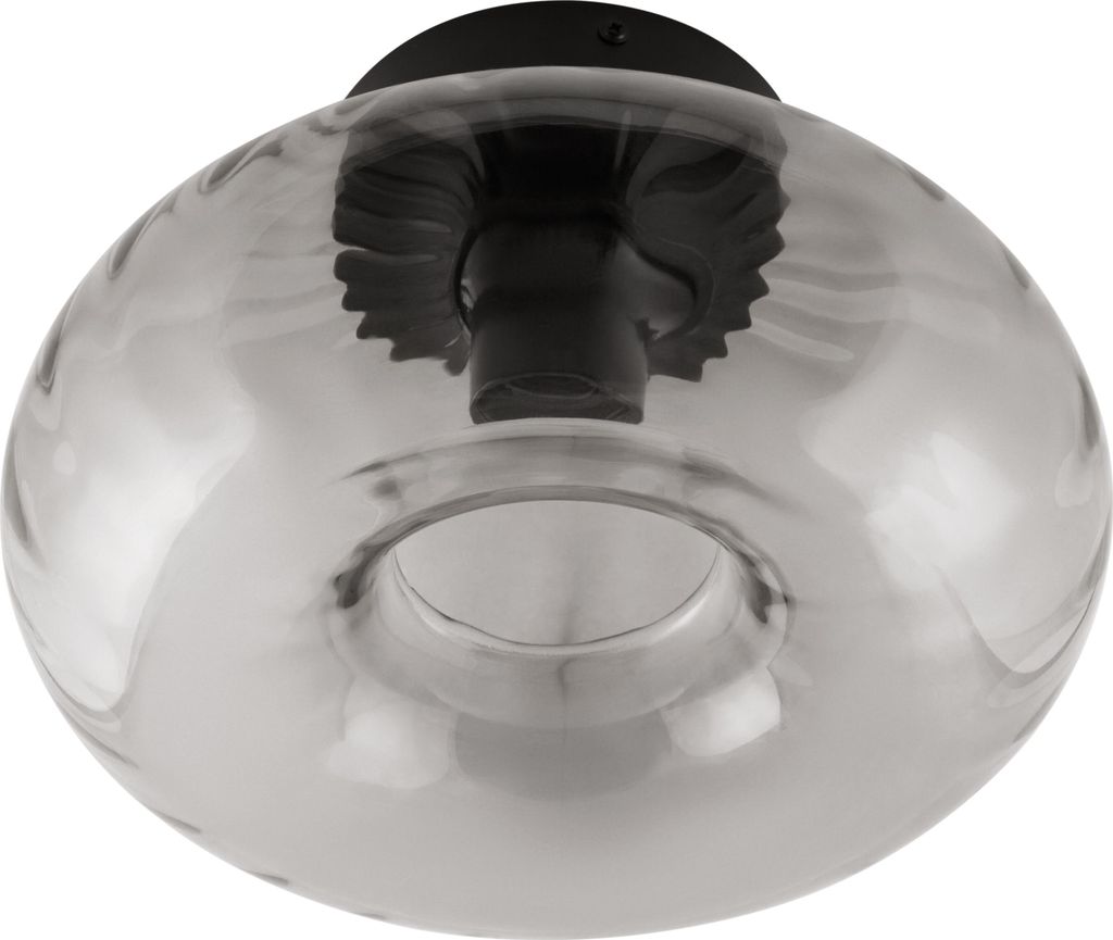 OSRAM Decor Smoke Glass Ceiling Deckenleuchte, Schwarz Metall Rauchglas, E27 Fassung, 280mm Durchmesser