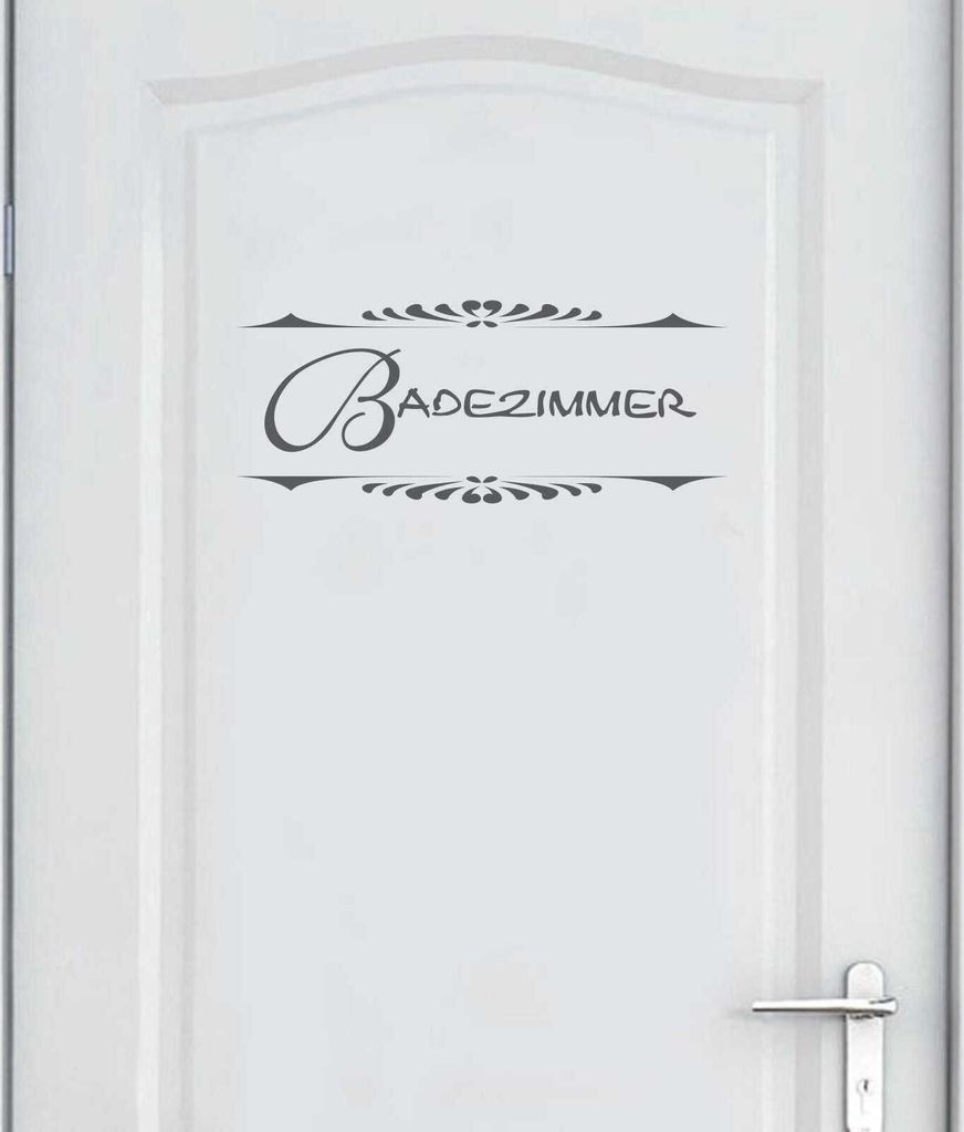 Wandtattoo - Wandaufkleber - Tür-/Wandtattoo "Badezimmer" klassisch - 30cm x 12cm dunkelgrau - Dekoration Küche Wohnzimmer Wand