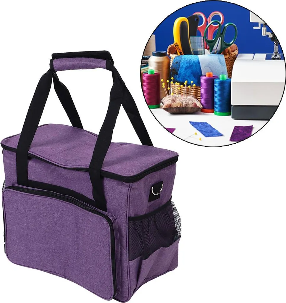 Housse de protection violette avec compartiments pour couture et loisirs - 5