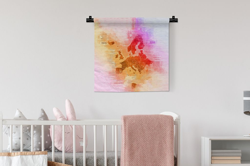 MuchoWow Wandteppich Wandbehang Karte - Europa - Farben 60x60 cm Tapisserie Dekoration Wandtuch - Dekorationen - Wand Decke