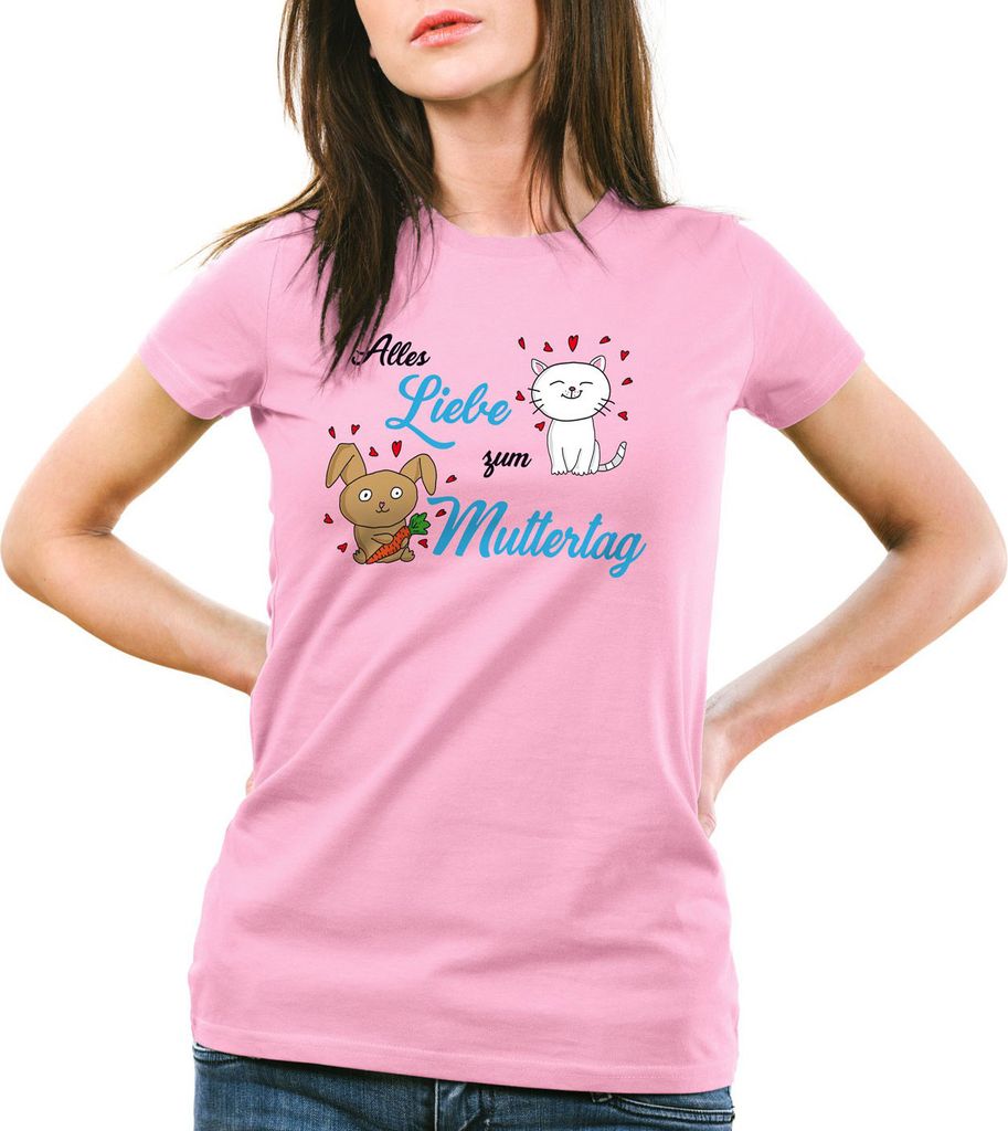 style3 Alles Liebe zum Muttertag Damen T-Shirt Kinderzeichnung Kinder, Farbe:Pink, Größe:S