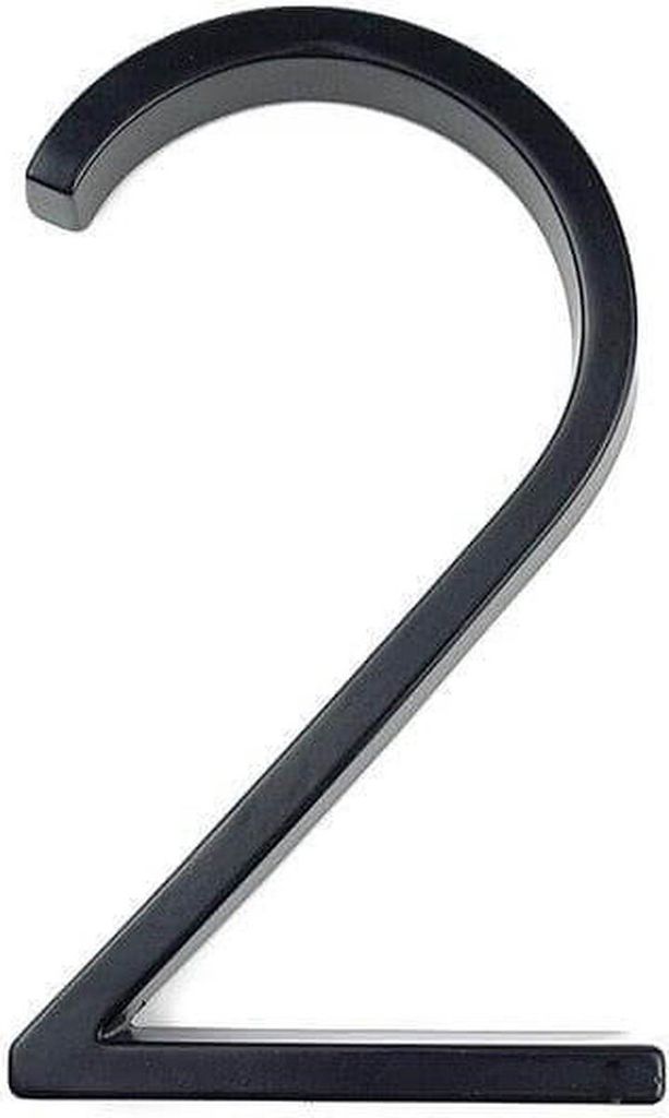 Jumada's – schwarze Hausnummer 2 – schwarze moderne Hausnummer – 125 mm hoch