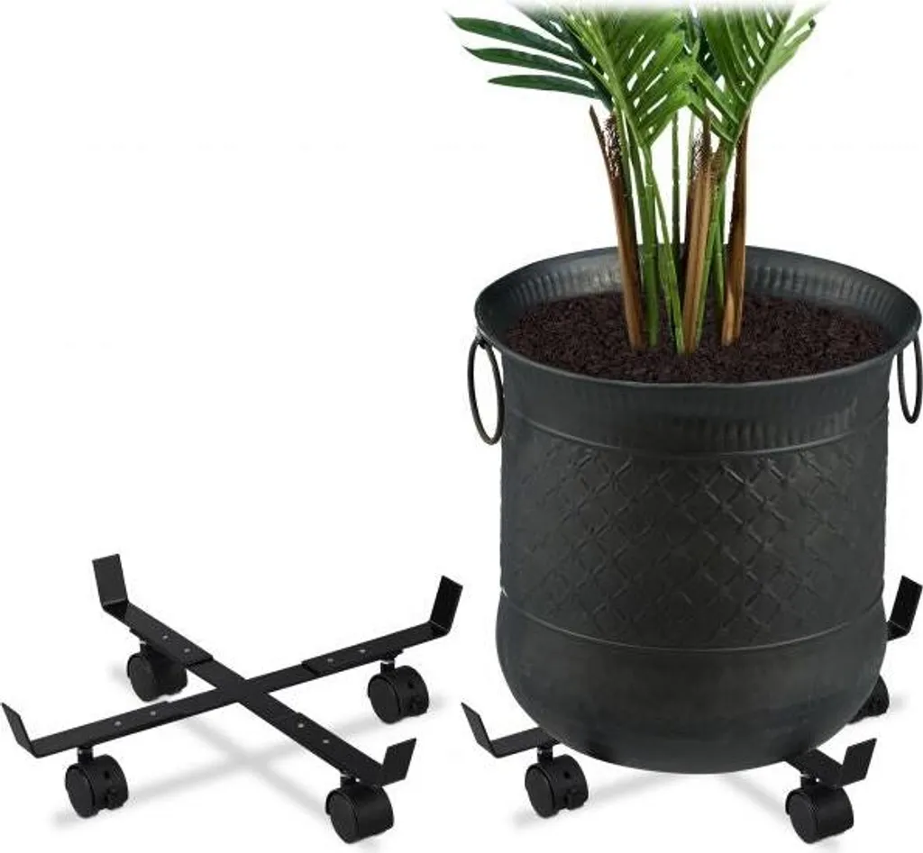 Set 2 Carretti Fiori Estensibili con Ruote - Supporto Piante Robusto