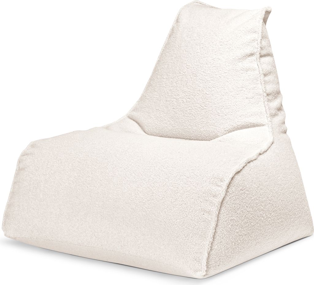 A white bean bag chair on a white background.
