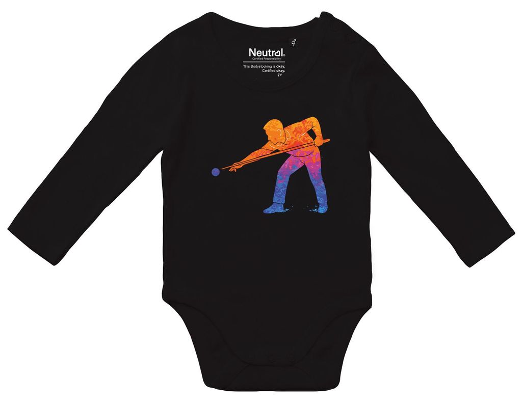 Huuraa Baby Body Billard Snooker 68 Black Baumwolle Fairtrade Langarmbody Geschenkidee