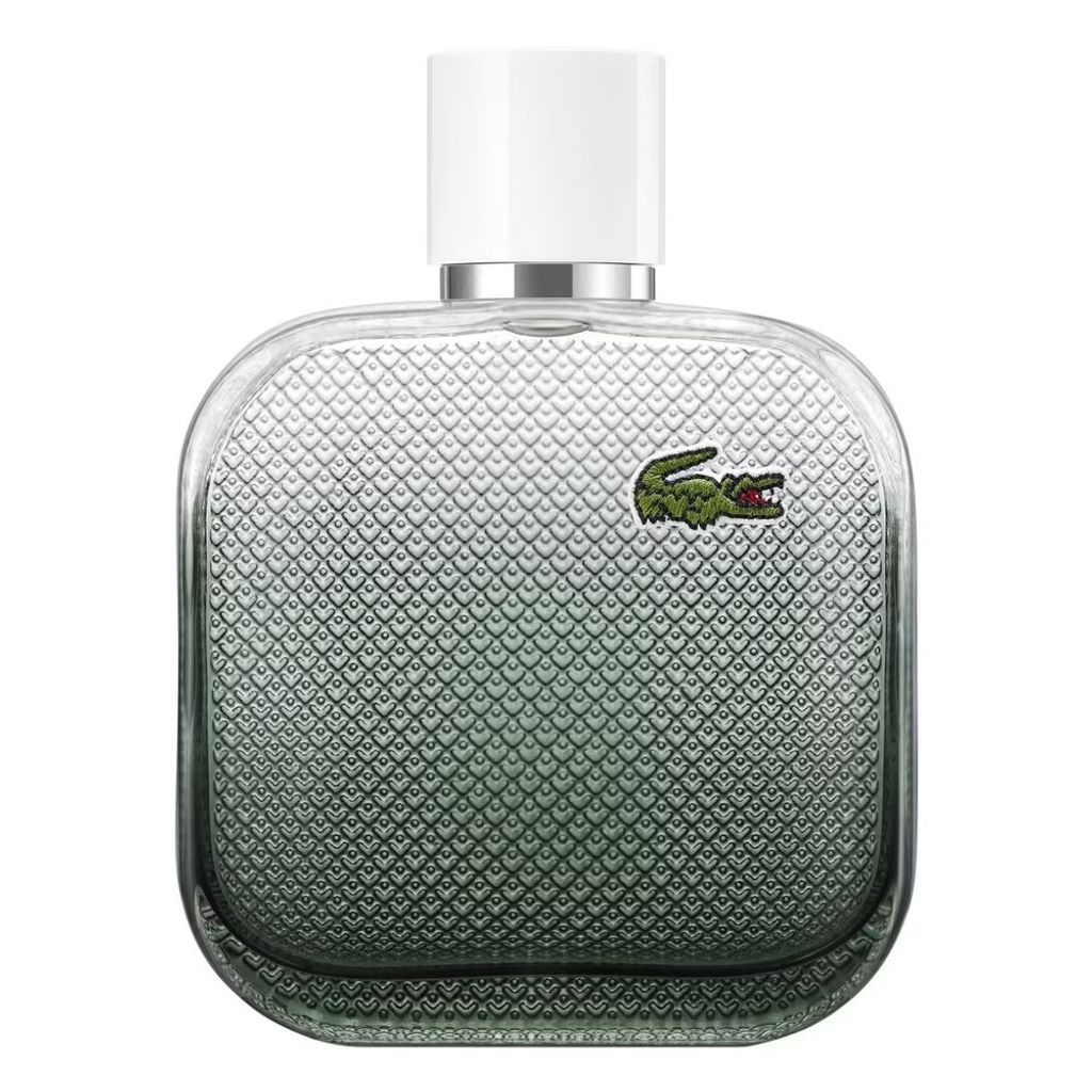 A bottle of Lacoste L.12.12 Blanc Eau Intense Edt Spray.