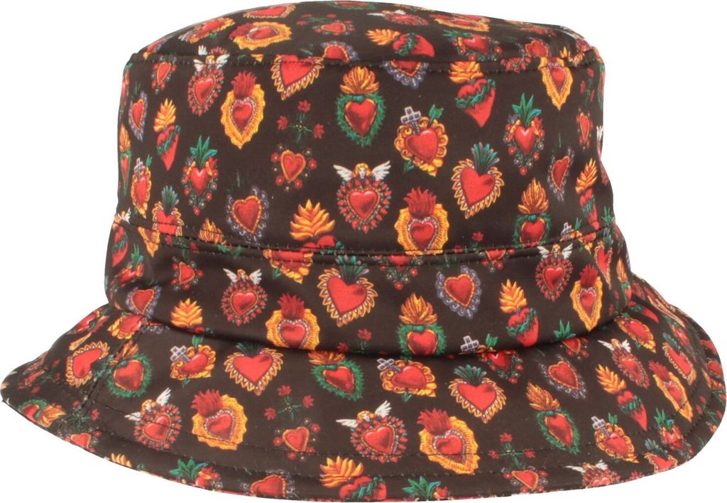 Bedacht gemusterte Damen Regenhut Bucket, schwarz, Gr. Einheitsgröße