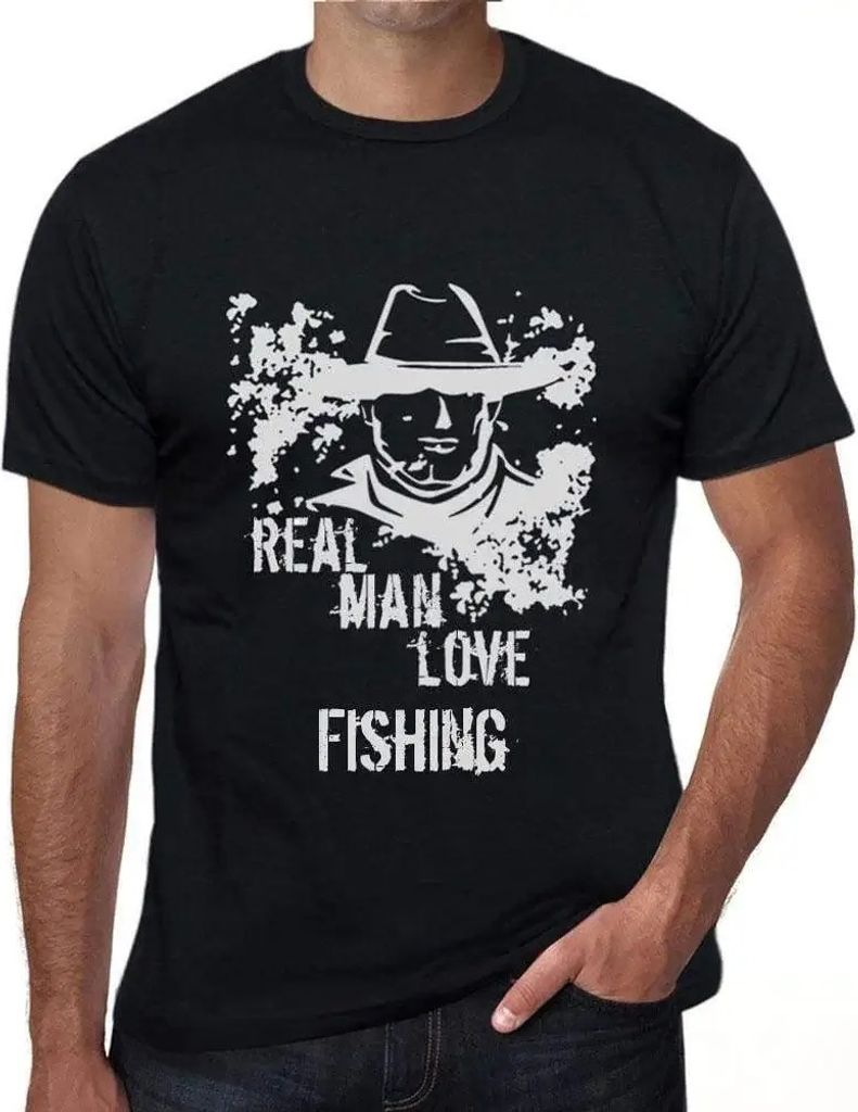 Herren Grafik T-Shirt Echte Männer lieben das Angeln – Real Men Love Fishing – Öko-Verantwortlich Vintage Jahrgang Kurzarm Lustige Druck Gebu...