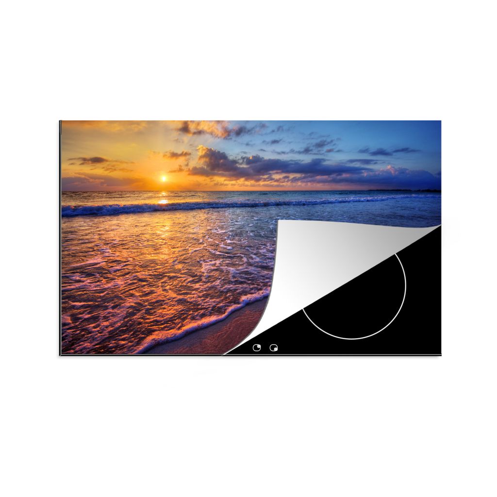 KitchenYeah Herdabdeckplatte Meer - Strand - Sonnenuntergang - Wolken - Horizont , 89x51cm, Küche Deko, Glaskeramikkochfeld Herdabdeckung, Abdec...