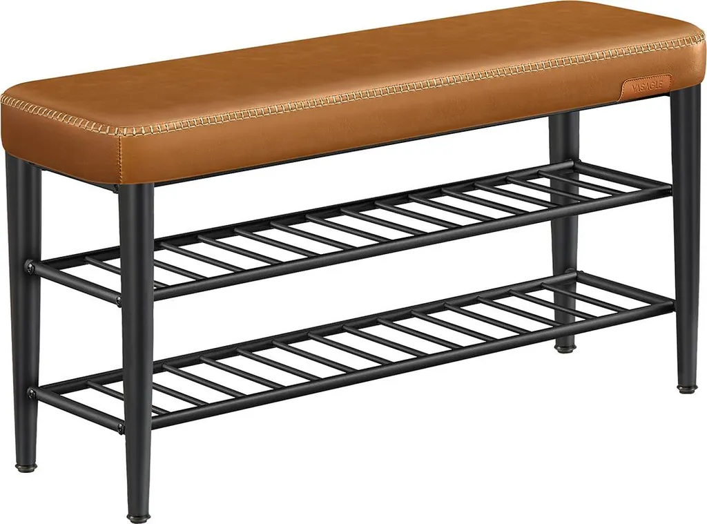 Banc à chaussures EKHO brun caramel avec assise capitonnée 30x100x50 cm