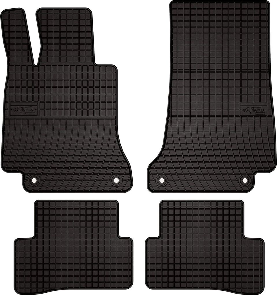 Gummifußmatten passend für Mercedes C W205 (Kombi, Limousine, Bj. 2015-2021) – schwarz, passgenau, mit Befestigungen set 4 Stk. - Gummi-Automatten