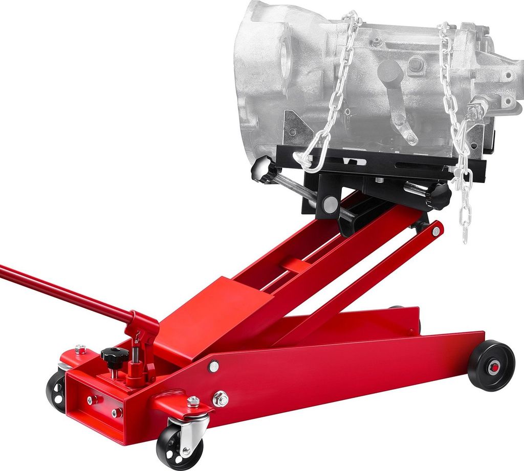 Hydraulischer Wagenheber - Rangierwagenheber Niedrigprofil 450 kg - Hubhöhe 16–64 cm - 360°-Lenkrollen - Für Garage/Werkstatt - Rot