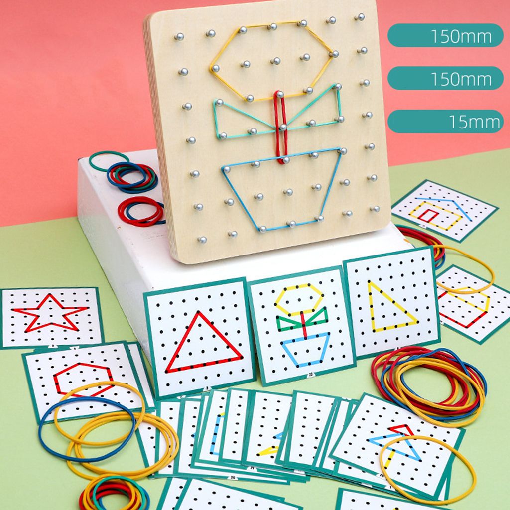Nagelbrett Holz Montessori Nagel Geoboard Mathematisches Spielzeug mit 