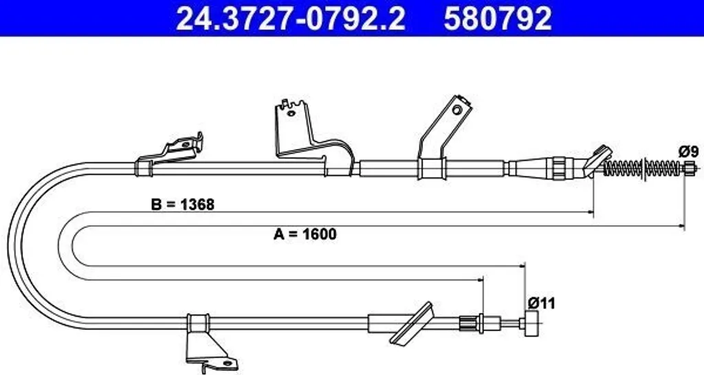 Solution Frein à Main Grippé Agila B : Câble ATE 24.3727-0792.2 OE