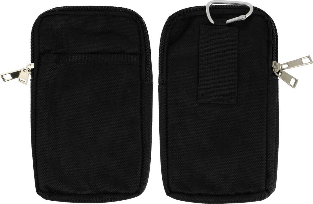 Universal Tasche für Smartphones Größe XXL aus Nylon mit Karabiner – Schwarz