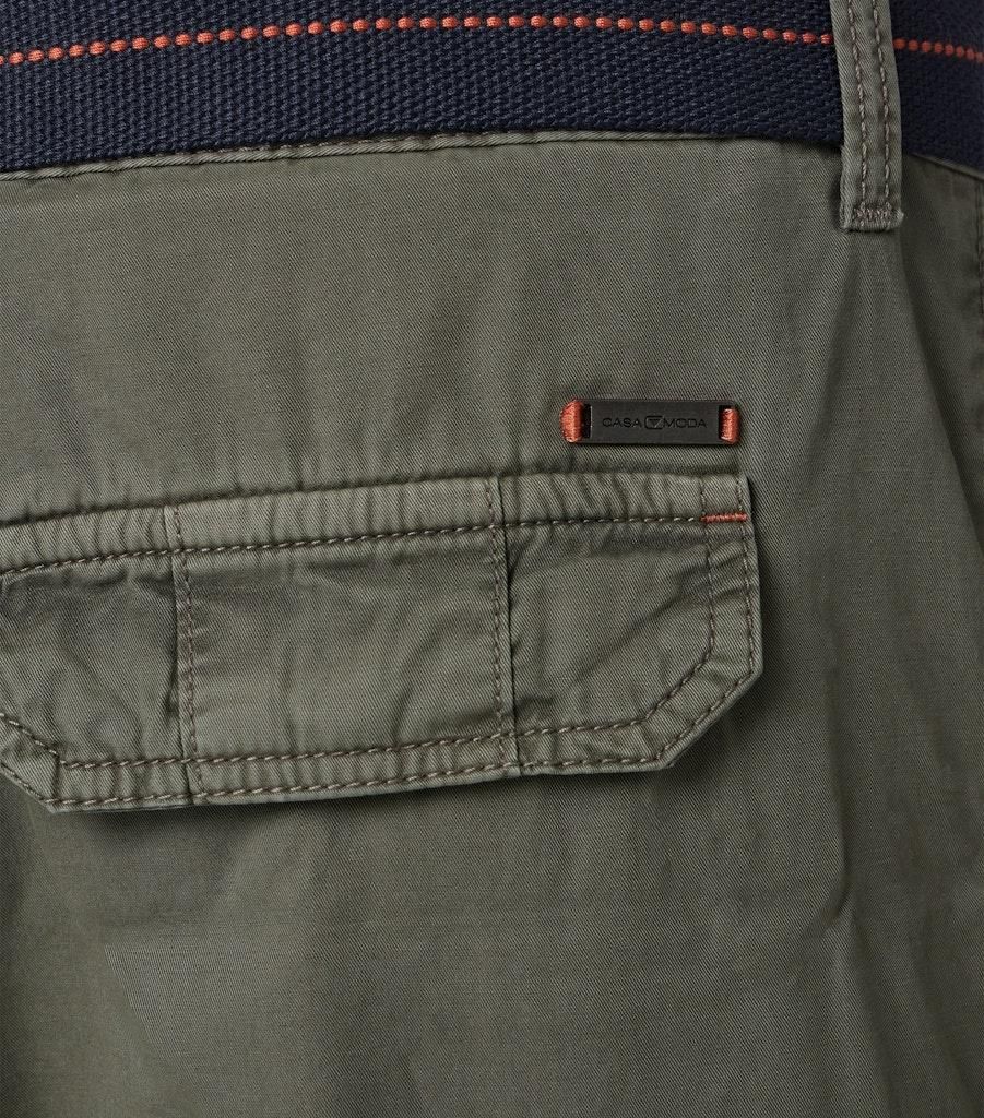 Casa Moda Herren Shorts mit klassischem Bermudas-Schnitt in Oliv, mit Gürtelschlaufen und Pattentasche