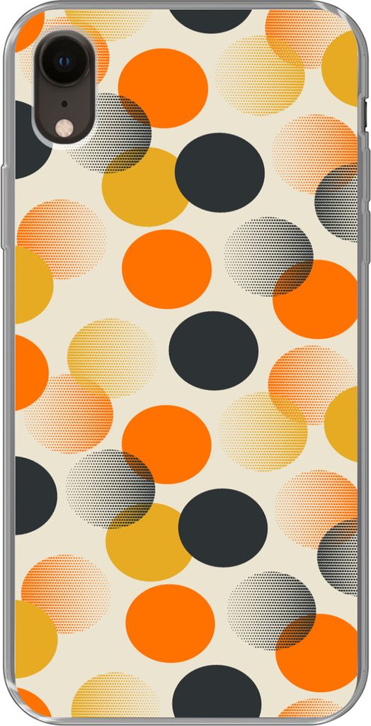 MuchoWow Handyhülle Schutzhülle Hülle für Telefoonhoesje iPhone XR Tupfen - Design - Retro - Orange Silikon Softcase Handy Hülle - Schutzdeckel