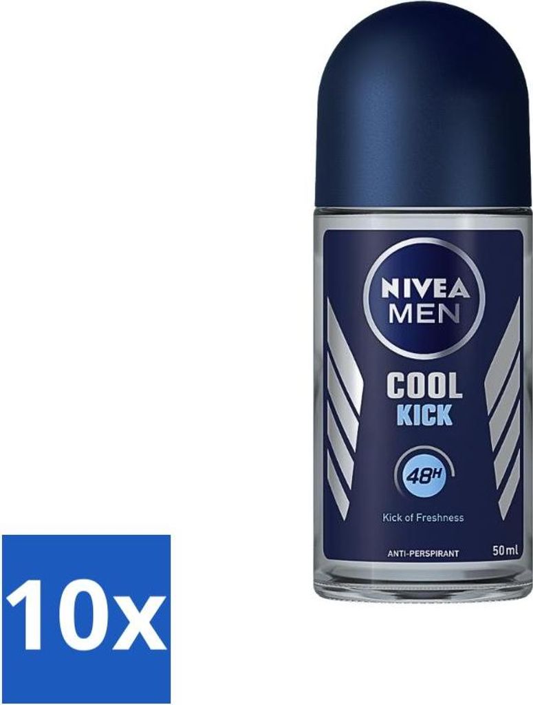 Nivea - Deo Roll-On - Men - Cool Kick FM - Antitranspirant - 50 ml - Vorteilspack - 10 Stücke