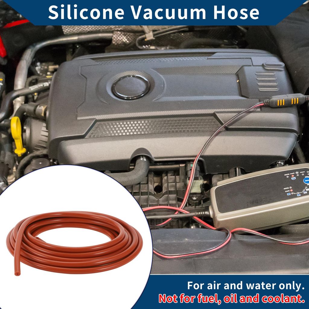 Silikon-Vakuumschlauch für Automobil-Vakuumsysteme Hochtemperatur 16,4 Fuß 1/16" 2mm ID 3mm Dicke 1 Stück Rot