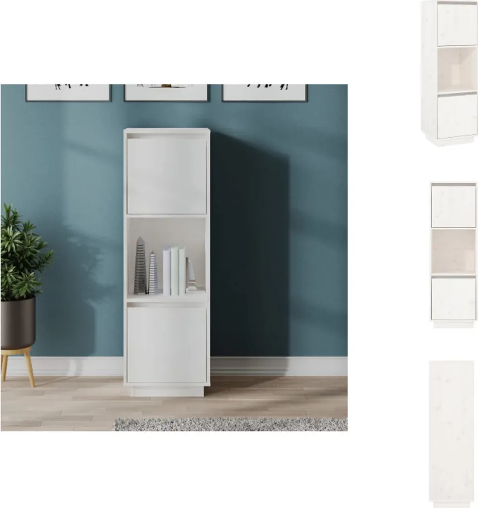 VidaXL Credenza In Legno Mango Massiccio E Acciaio - 3 Cassetti - Stile Industriale - Bianco 40x34x75 Cm