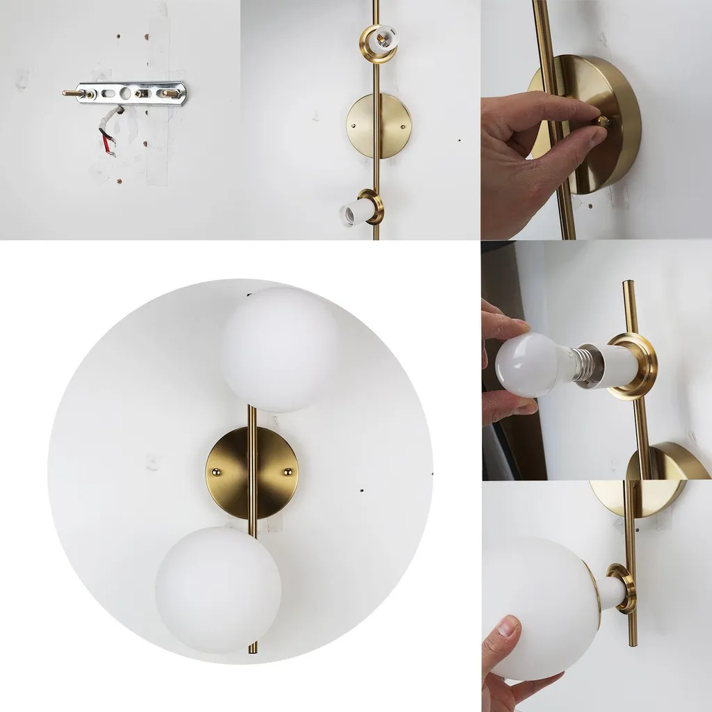 Applique chic dorée OLIVIA E27, double globe en verre dépoli dépoli
