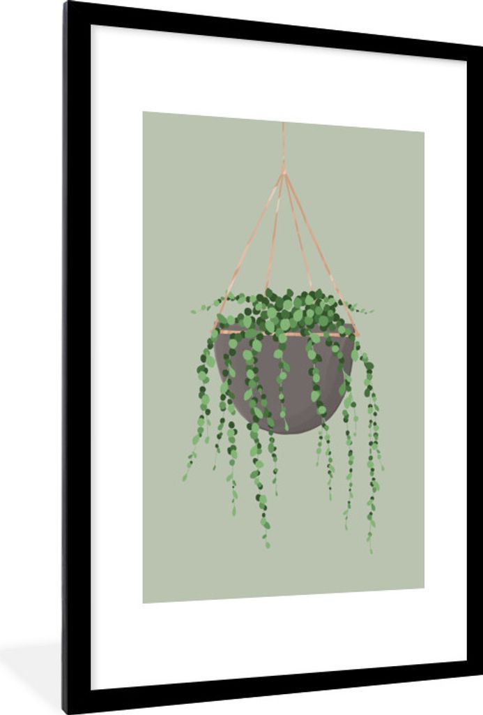 MuchoWow MuchoWow Gerahmtes Poster Pflanzenaufhänger - Hängepflanze 60x90 cm - Poster mit zchwarzem Bilderrahmen - Dekoration - Wandposter Wo...