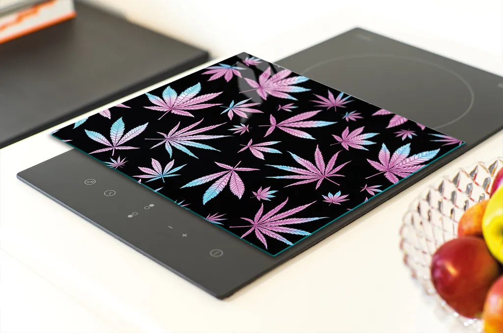 Tagliere Vetro Professionale 30x22 Foliage Viola | Piastra Multiglass - 6