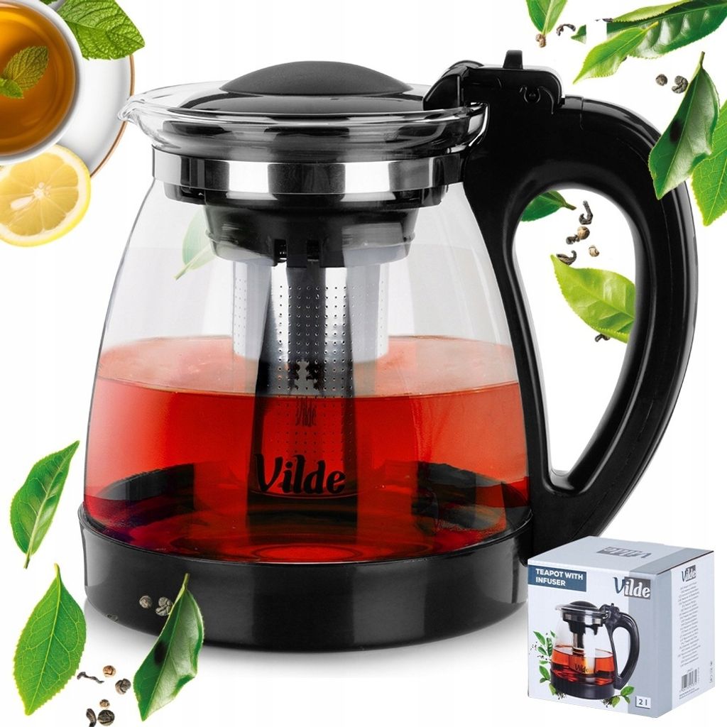 Vilde Teekanne mit Teebereiter 2L Glas Transparent Produktbild 