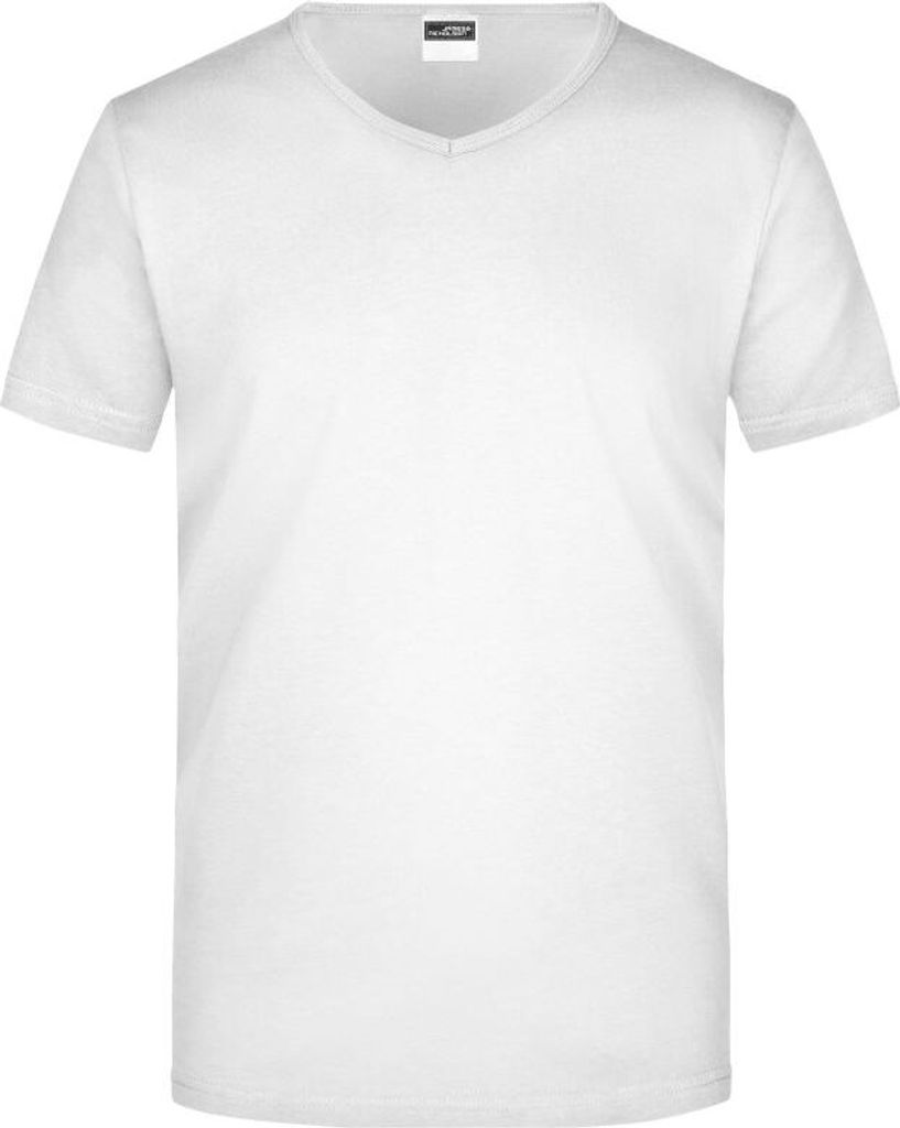 Men's Slim Fit V-T Figurbetontes V-Neck-T-Shirt white, Gr. XL
