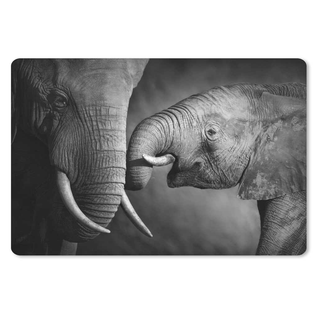 MuchoWow Mauspad Mousepad Wildtiere - Elefant - Schwarz - Weiß - Porträt 27x18 cm - Mousepads - Maus Mat - Pad - Mausunterlage - Büroartikel -...