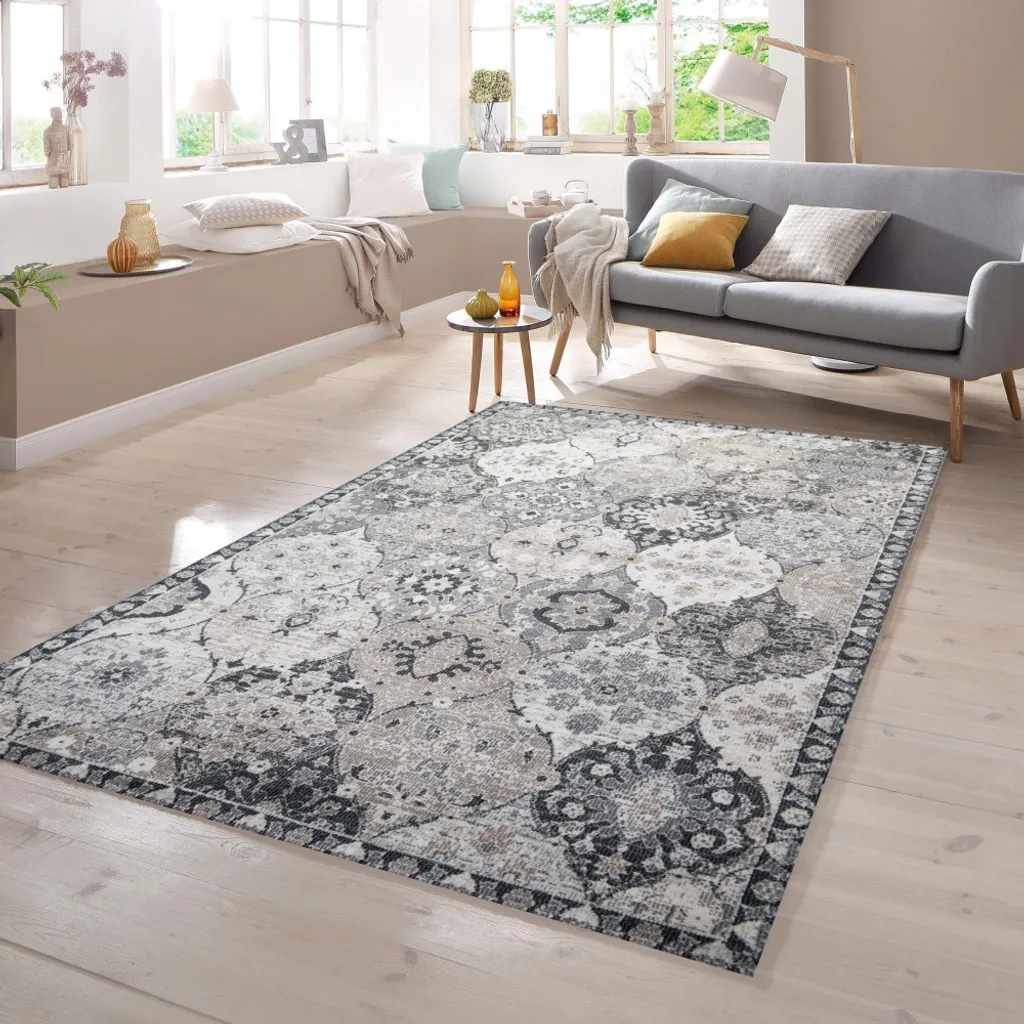 Tapis de chambre gris à motifs 120x170 cm - Créez une ambiance cosy