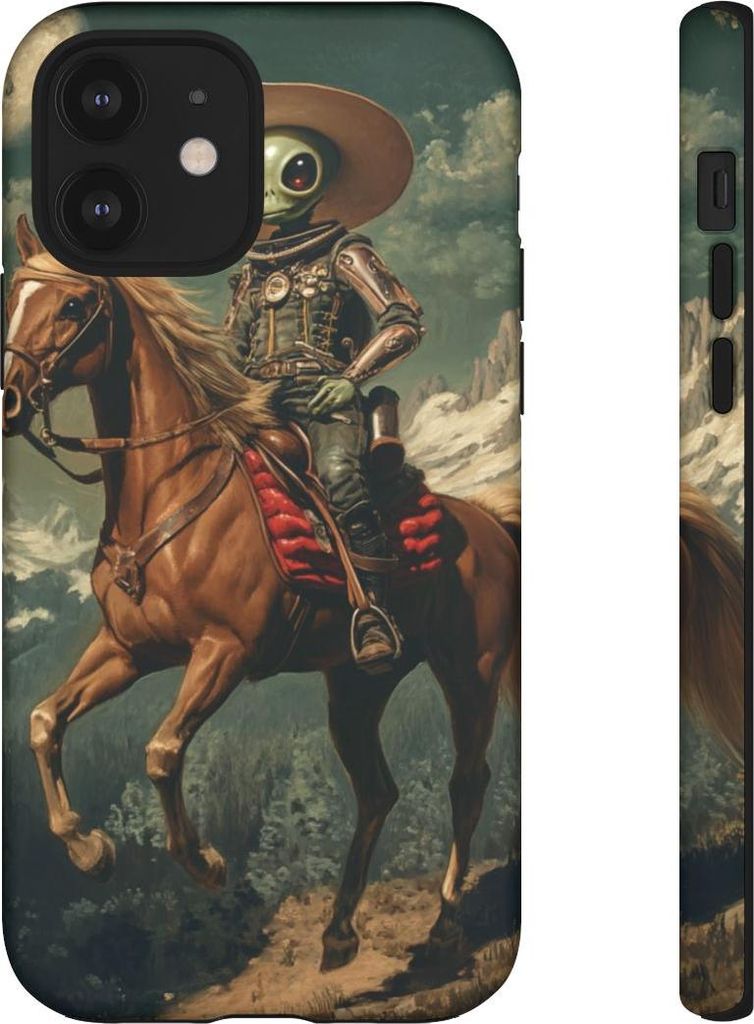 Außerirdischer Cowboy reitet nachts – Hülle Kompatibel mit iPhone 12