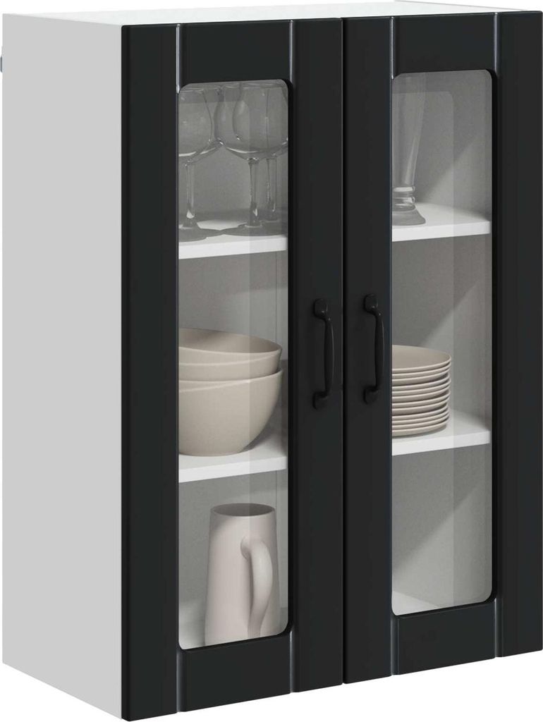 vidaXL Nástenná sklenená skriňa LUCCA, čierna, 60 x 31 x 80 Obrázok produktu 
