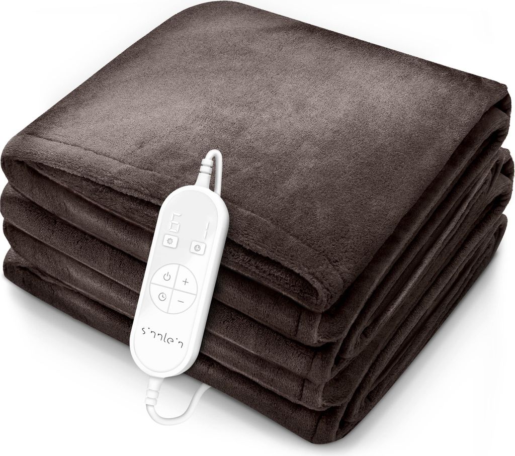 sinnlein® Heizdecke aus Plüsch 200 x 180 cm Braun SÜD  | Produktbild 