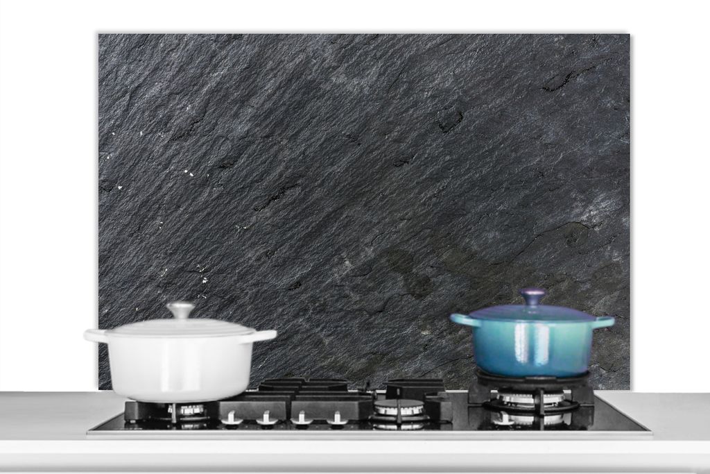 KitchenYeah Spritzschutz Küche - Küchenrückwand - Wandschutz für Herd und Spüle - Naturstein - Industriell - Schiefer - Strukturiert - Grau...