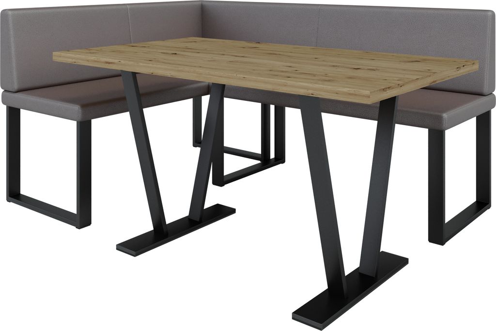 Eckbank AKIKO METAL mit Tisch 196x142 links - Eckbankgruppe Produktbild 
