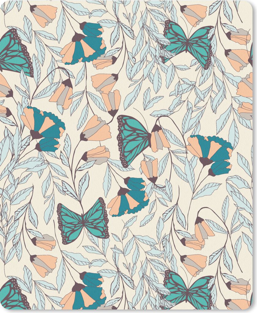 MuchoWow Mauspad Mousepad Mädchen - Schmetterling - Blumen - Muster - Mädchen - Kinder - Kind 19x23 cm - Mousepads - Maus Mat - Pad - Mausunter...